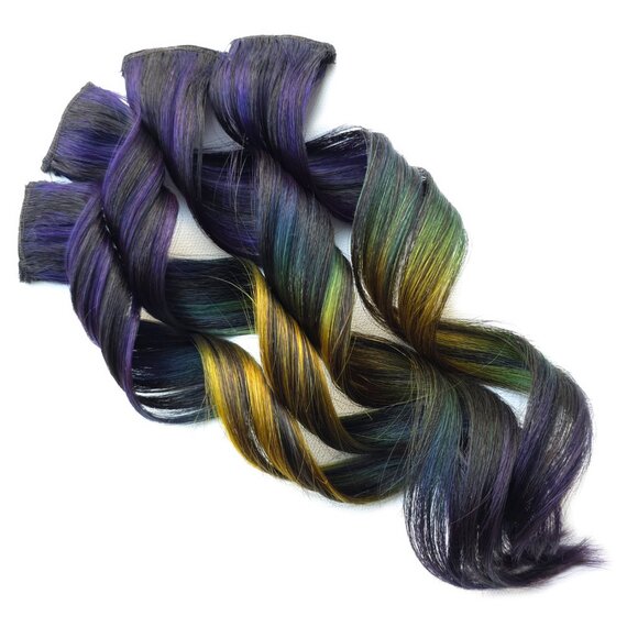 12 inch Purple Yellow Color Melt Remy Clip in Human Hair Extensions